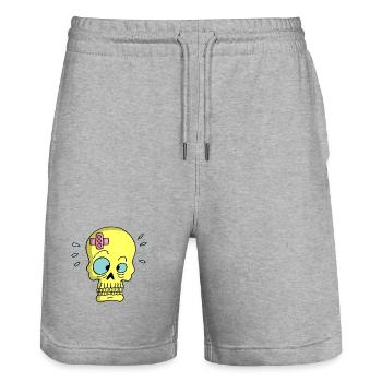 Schädel und Heftpflaster - Stanley/Stella Unisex Bio Joggingshorts Trainer  - Grau meliert - Vorne - Nik (191cm) & Marisol (170cm)