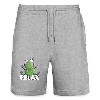Frosch relaxt beim Yoga - Frösche - Kröte - Quak - Stanley/Stella Unisex Bio Joggingshorts Trainer  - Grau meliert - Vorne - Nik (191cm) & Marisol (170cm)