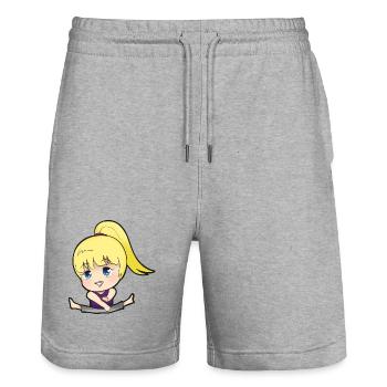 Chibi Anime Manga Splitkick - Short de jogging bio TRAINER Stanley/Stella unisexe - gris chiné - Devant - Nik (191cm) & Marisol (170cm)
