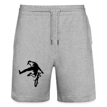 bmx - Stanley/Stella Trainer Unisex Organic Jogging Shorts - heather grey - Front - Nik (191cm) & Marisol (170cm)