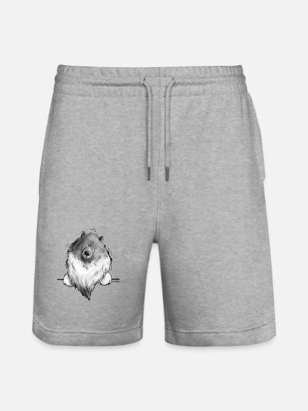 Funny Wolfsspitz I Comic Dog Gift - Stanley/Stella Trainer Unisex Organic Jogging Shorts - heather grey