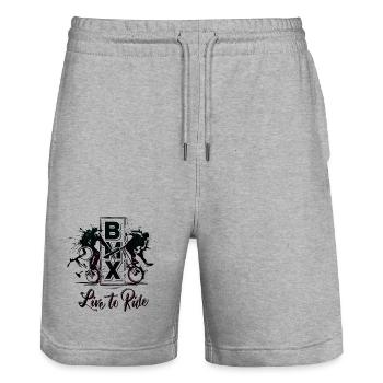 BMX - Live to Ride - BMX -Fahrrad - BMX Freestyle - Stanley/Stella Unisex Bio Joggingshorts Trainer  - Grau meliert - Vorne - Nik (191cm) & Marisol (170cm)