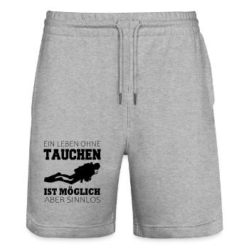 Taucher Tauchen - Stanley/Stella Unisex Bio Joggingshorts Trainer  - Grau meliert - Vorne - Nik (191cm) & Marisol (170cm)
