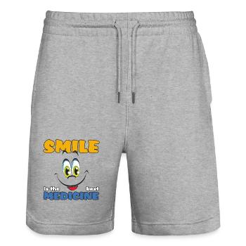 Le sourire est le meilleur médicament - Short de jogging bio TRAINER Stanley/Stella unisexe - gris chiné - Devant - Nik (191cm) & Marisol (170cm)