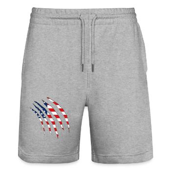 USA claws cuts america - Stanley/Stella Unisex Bio Joggingshorts Trainer  - Grau meliert - Vorne - Nik (191cm) & Marisol (170cm)
