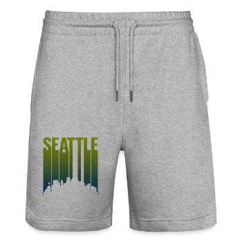 Seattle Skyline Grüngradient - Stanley/Stella Unisex Bio Joggingshorts Trainer  - Grau meliert - Vorne - Nik (191cm) & Marisol (170cm)