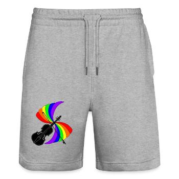Violin with music rainbow, beautiful logo for violin f - Stanley/Stella Trainer Unisex Organic Jogging Shorts - heather grey - Front - Nik (191cm) & Marisol (170cm)