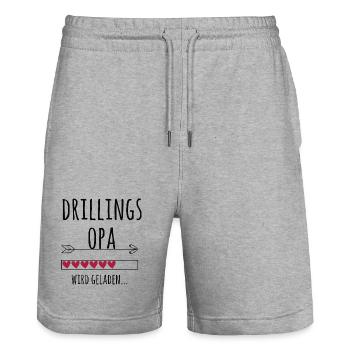 werdender Drillingsopa Schwangerschaft Drillinge - Stanley/Stella Unisex Bio Joggingshorts Trainer  - Grau meliert - Vorne - Nik (191cm) & Marisol (170cm)