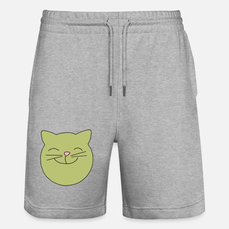 Tête de chat verte - Short de jogging bio TRAINER Stanley/Stella unisexe - gris chiné
