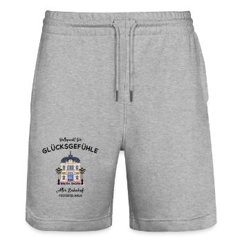 Baden- Baden,, Lichtspielhaus Alter Bahnhof, Glück - Stanley/Stella Unisex Bio Joggingshorts Trainer  - Grau meliert - Vorne - Nik (191cm) & Marisol (170cm)