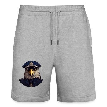 Hiboux Policier - Short de jogging bio TRAINER Stanley/Stella unisexe - gris chiné - Devant - Nik (191cm) & Marisol (170cm)