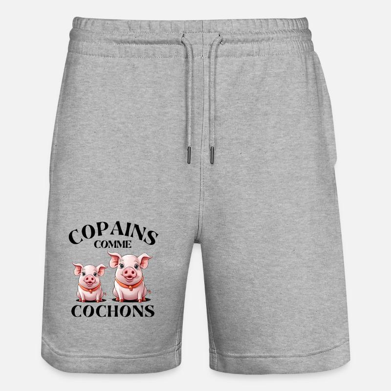 cochon, copains comme cochons, amitié - Short de jogging bio TRAINER Stanley/Stella unisexe - gris chiné