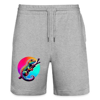 Gecko - Short de jogging bio TRAINER Stanley/Stella unisexe - gris chiné - Devant - Nik (191cm) & Marisol (170cm)