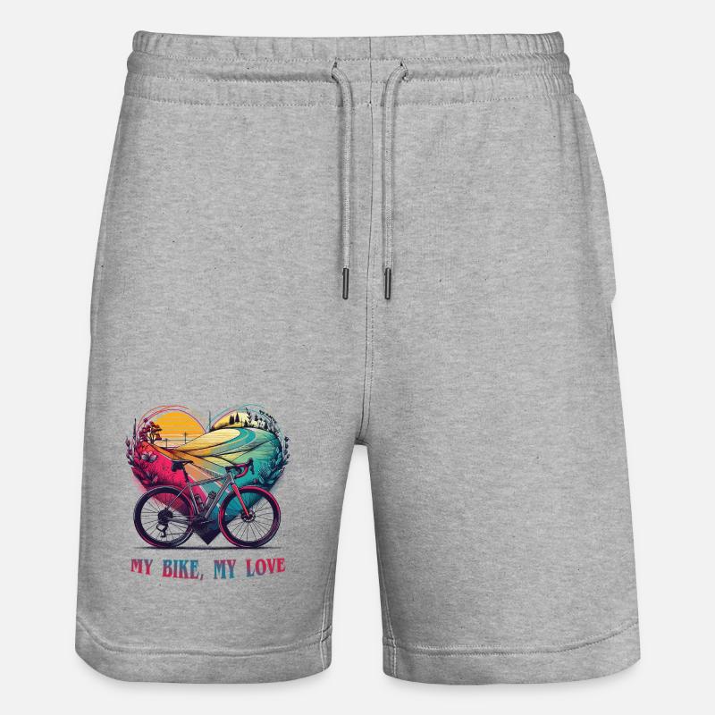 Mon vélo, mon amour. Saint-Valentin 2024 - Short de jogging bio TRAINER Stanley/Stella unisexe - gris chiné