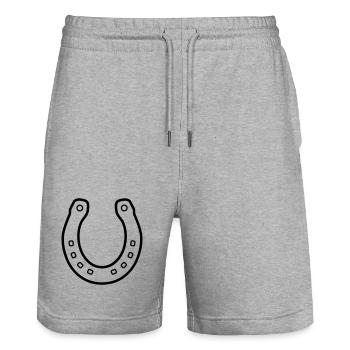 Fer à cheval cheval contour symbole de bonne chance - Short de jogging bio TRAINER Stanley/Stella unisexe - gris chiné - Devant - Nik (191cm) & Marisol (170cm)