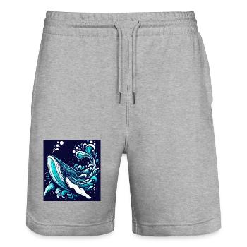 Wal - Stanley/Stella Unisex Bio Joggingshorts Trainer  - Grau meliert - Vorne - Nik (191cm) & Marisol (170cm)