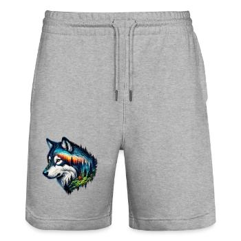 Wolf - Stanley/Stella Unisex Bio Joggingshorts Trainer  - Grau meliert - Vorne - Nik (191cm) & Marisol (170cm)