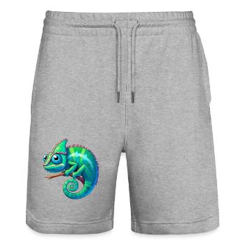 Chamäleon - Stanley/Stella Unisex Bio Joggingshorts Trainer  - Grau meliert - Vorne - Nik (191cm) & Marisol (170cm)