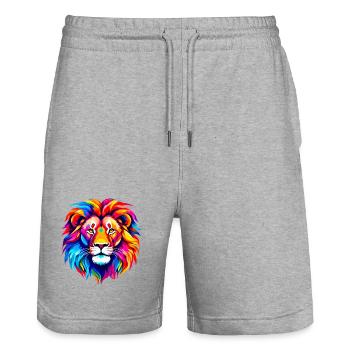 Colorful Lion - Stanley/Stella Trainer Unisex Organic Jogging Shorts - heather grey - Front - Nik (191cm) & Marisol (170cm)