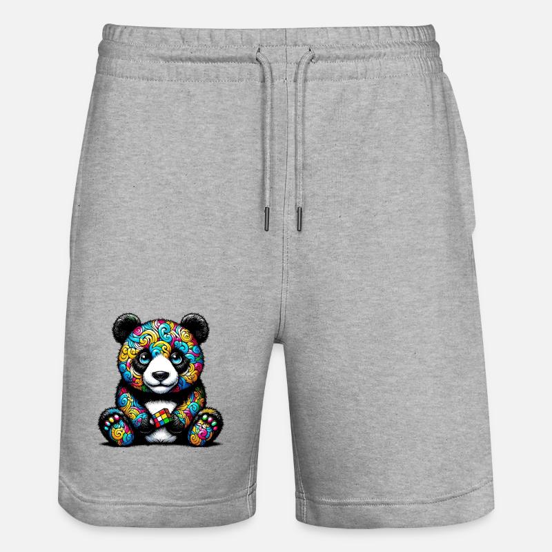 Panda - Stanley/Stella Trainer Unisex Organic Jogging Shorts - heather grey