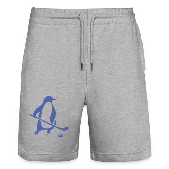Pinguin Eishockey Silhouette Minimalistisch - Stanley/Stella Unisex Bio Joggingshorts Trainer  - Grau meliert - Vorne - Nik (191cm) & Marisol (170cm)