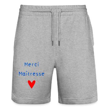 THANK YOU. MISTRESS. THANK YOU MISTRESS. MISTRESS - Stanley/Stella Trainer Unisex Organic Jogging Shorts - heather grey - Front - Nik (191cm) & Marisol (170cm)