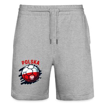 Polish football - Stanley/Stella Trainer Unisex Organic Jogging Shorts - heather grey - Front - Nik (191cm) & Marisol (170cm)