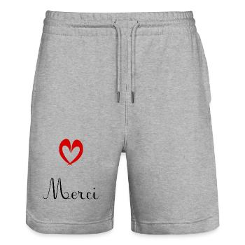 THANK YOU. MISTRESS. MASTER. THANK YOU MISTRESS - Stanley/Stella Trainer Unisex Organic Jogging Shorts - heather grey - Front - Nik (191cm) & Marisol (170cm)