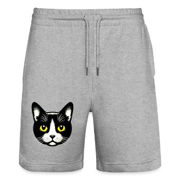 Chat - Short de jogging bio TRAINER Stanley/Stella unisexe - gris chiné - Devant - Nik (191cm) & Marisol (170cm)