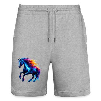 Pferd - Stanley/Stella Unisex Bio Joggingshorts Trainer  - Grau meliert - Vorne - Nik (191cm) & Marisol (170cm)