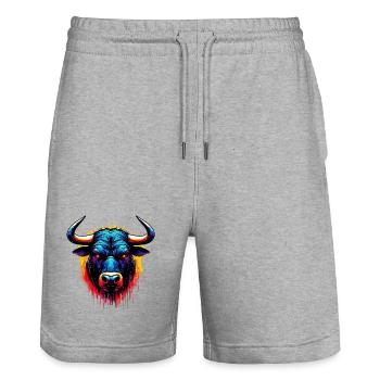 Stier - Stanley/Stella Unisex Bio Joggingshorts Trainer  - Grau meliert - Vorne - Nik (191cm) & Marisol (170cm)