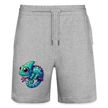 Caméléon - Short de jogging bio TRAINER Stanley/Stella unisexe - gris chiné - Devant - Nik (191cm) & Marisol (170cm)