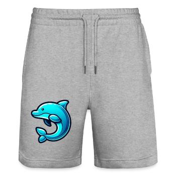 Dolphin - Stanley/Stella Trainer Unisex Organic Jogging Shorts - heather grey - Front - Nik (191cm) & Marisol (170cm)