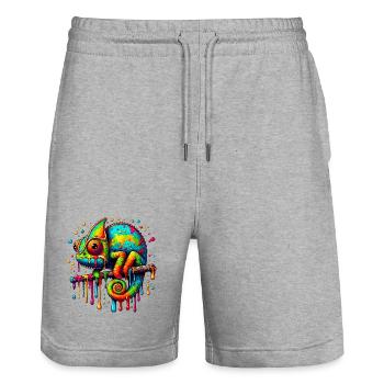 Caméléon - Short de jogging bio TRAINER Stanley/Stella unisexe - gris chiné - Devant - Nik (191cm) & Marisol (170cm)