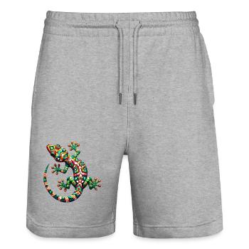 Gecko - Short de jogging bio TRAINER Stanley/Stella unisexe - gris chiné - Devant - Nik (191cm) & Marisol (170cm)