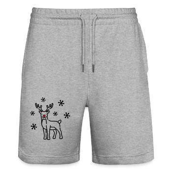Cerf de Noël Renne - Short de jogging bio TRAINER Stanley/Stella unisexe - gris chiné - Devant - Nik (191cm) & Marisol (170cm)