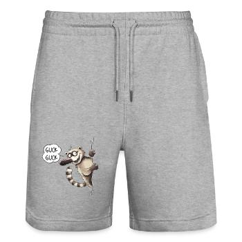 Regardez, regardez, Coati, Motif animal, Dessin animé animalier, Animal sauvage - Short de jogging bio TRAINER Stanley/Stella unisexe - gris chiné - Devant - Nik (191cm) & Marisol (170cm)