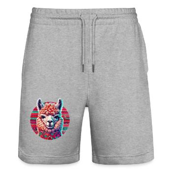 Alpaca - Stanley/Stella Trainer Unisex Organic Jogging Shorts - heather grey - Front - Nik (191cm) & Marisol (170cm)
