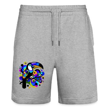 Toucan - Stanley/Stella Trainer Unisex Organic Jogging Shorts - heather grey - Front - Nik (191cm) & Marisol (170cm)