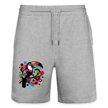 Toucan - Stanley/Stella Trainer Unisex Organic Jogging Shorts - heather grey - Front - Nik (191cm) & Marisol (170cm)