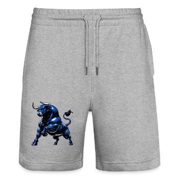 Bull - Stanley/Stella Trainer Unisex Organic Jogging Shorts - heather grey - Front - Nik (191cm) & Marisol (170cm)
