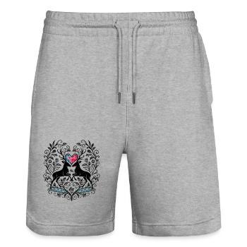 Hirsche Hirschherz Design - Alpenstilfür Volksfest - Stanley/Stella Unisex Bio Joggingshorts Trainer  - Grau meliert - Vorne - Nik (191cm) & Marisol (170cm)