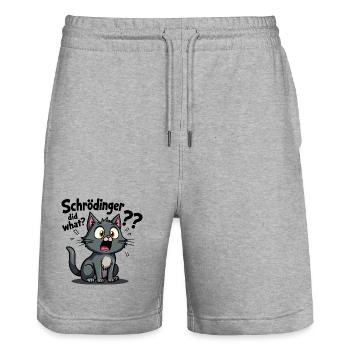 Le chat de Schrödinger - le cauchemar des chats mignons - Short de jogging bio TRAINER Stanley/Stella unisexe - gris chiné - Devant - Nik (191cm) & Marisol (170cm)