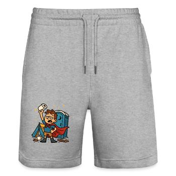 Klorolle Festival Toilettenheld WC Daily Struggle - Stanley/Stella Unisex Bio Joggingshorts Trainer  - Grau meliert - Vorne - Nik (191cm) & Marisol (170cm)