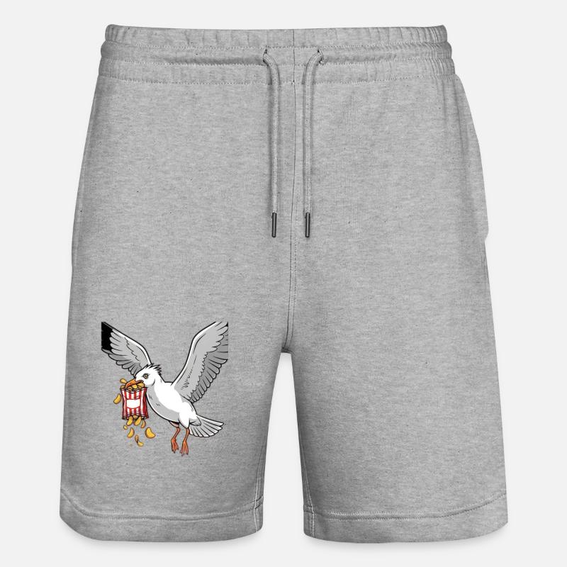 Mouette avec chips Snack Design - Short de jogging bio TRAINER Stanley/Stella unisexe - gris chiné