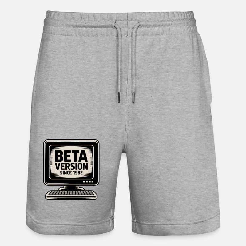 Retro Computer Beta Version Design - Stanley/Stella Unisex Bio Joggingshorts Trainer  - Grau meliert