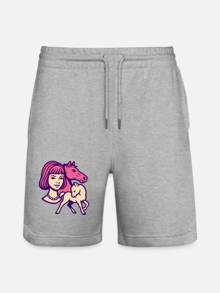 Pferdemädchen Pop-Art rosa - Stanley/Stella Unisex Bio Joggingshorts Trainer  - Grau meliert