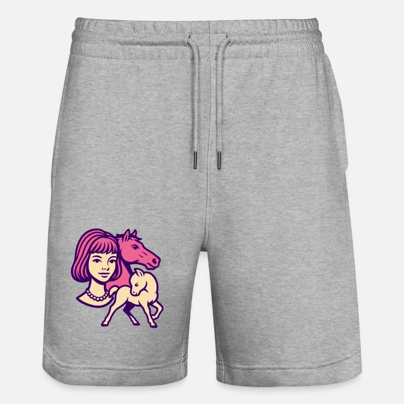 Fille Cheval Pop Art Rose - Short de jogging bio TRAINER Stanley/Stella unisexe - gris chiné
