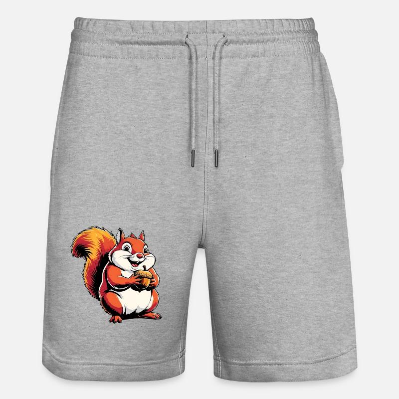Witziger Eichhörnchen CartoonMit Eichel - Stanley/Stella Unisex Bio Joggingshorts Trainer  - Grau meliert
