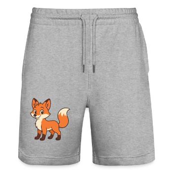Niedlicher Cartoon-Fuchs für Kinderkleidung - Stanley/Stella Unisex Bio Joggingshorts Trainer  - Grau meliert - Vorne - Nik (191cm) & Marisol (170cm)